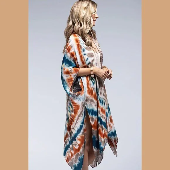 Piper Vibrant Tie-Dye Swirl Kimono - Picture 5 of 7